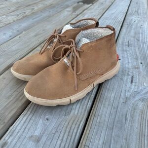 Sorel Tan Suede Lace-Up Boots with Fleece Lining